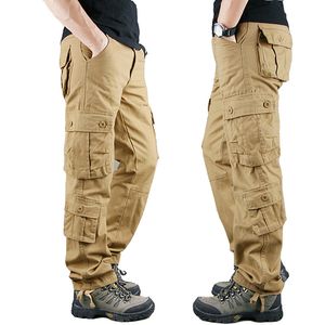 Calça masculina calça masculina de cargo masculina cáqui calça calça calças de algodão casual masculino grande tamanho do exército Pantalon Militaire Homme 230221