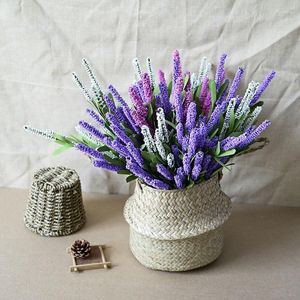 Decorative Flowers 8 Pcs Simulation Lavender 12 Fork Green Plant PE Foam Interior Decoration