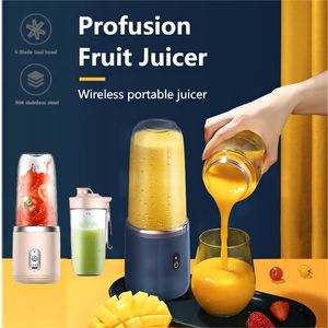 Meyve Sebze Araçları Taşınabilir Meyve Strakör Blender 6 Blade Cup 400ml USB Şarj Edilebilir Squeezer Gıda Karıştırıcı Mutfak Malzemeleri Buz Kırıcı 230222