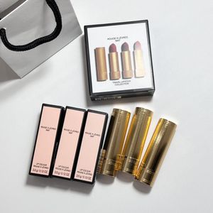 Набор из 3 матовых губных помад для макияжа губ Rouge A Levers Mat Travel Lipstick Collection Стойкий водостойкий блеск для губ Satin LipBalm Color Stick 3,5 г * 3 шт.