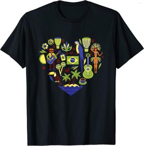 T-shirt da uomo Amo il Brasile Iconico tradizionale souvenir regalo T-shirt da uomo brasiliana manica corta casual in cotone O-Collo estivo