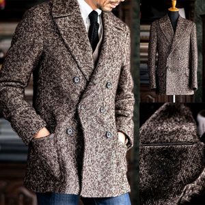 Ternos masculinos Blazers Houndstooth Men Suit de Tailormade Blazer Blazer Double Basted Winterbusiness Fashion Work Wedding Groom Causal PROM ADIBIONADO 230222