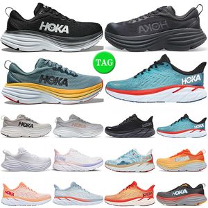 أحذية الأسطوانة Hoka Hokas Bondi 8 Running Shoes Men Women Black White Summer Song Shark Gray Goblin Blue Harbour Mist Teal Teal Mens Trainers Outdoor Sports