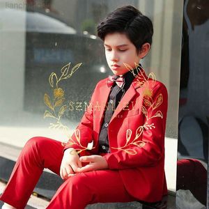 Clothing Sets Red Boy Suits for Wedding Notched Lapel Slim Fit Boys Wedding Child Jacket Pant Come Mariage Kids Blazers Ternos 2 Piece W0222
