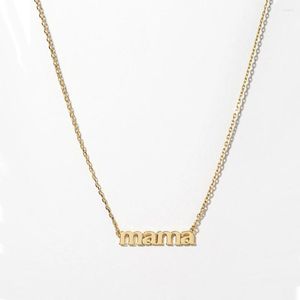 Choker Mama Necklace Gold Single Word Love Tone Stainless Steel Sister Hope Dream Brooklyn Smile Thank You Link Chain