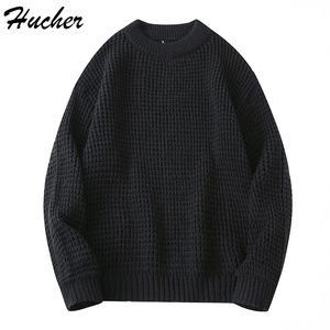 Maglioni da uomo Huncher Maglione lavorato a maglia vintage da uomo Maglione invernale casual oversize da uomo Maglioni dolcevita moda coreana per uomo 230222