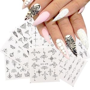 Adesivos de unhas 8 folhas de decoração de decalque decalque marcela de papel alumínio