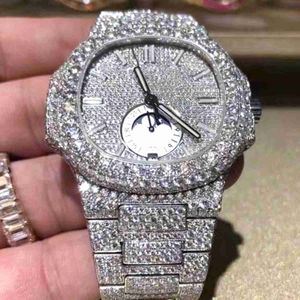 Wristwatch Luxury Custom Bling out Watch White Gold Plated Moiss Anite Diamond Watchs 5A جودة عالية النسخ المتماثل mechhsi5mwnvgkbx