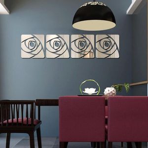 Wall Stickers Acrylic Rose Creative Mirror Decorative Crystal Flower Paste