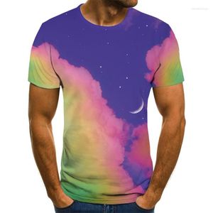 メンズTシャツ2023夏のショートスリーブトップメンズTシャツの男の子の子供ティー服ファッションカジュアル3Dプリントクールな星空の空