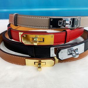 18mm women belt small buckle designer luxury belts trendy thin cowhide female cinture adjustable fitted white gray designer belts for women western style