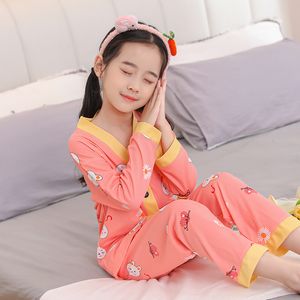 Pajamas Girls Pajamas Sets Spring Autumn Long Sleeve Children's Sleepwear Set Cute V-neck Pajamas Girls Pyjamas Sets for Kids Nightwear 230222