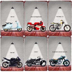 Moto d'epoca Targa in metallo Targhe in metallo Bar Club Garage Decorazioni per la casa Gare motociclistiche Pittura murale Man Cave Retro Poster 20x30 cm Wo3