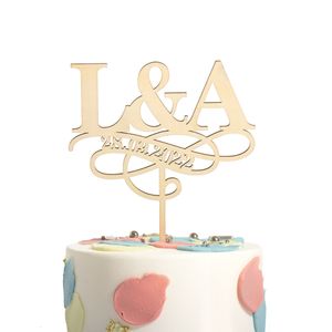 Andra evenemangsfestleveranser Personlig Mrs Wedding Cake Toppers Akryl Trä Anpassad namn och datum Happy Birthday Decoration 230221