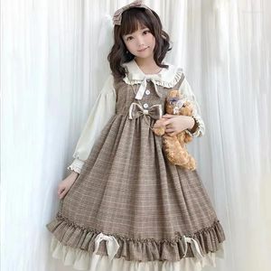 Casual Dresses NONSAR Japanese Lolita Dress Lace Doll Collar Long-Sleeved OP Cute Sweet Patchwork