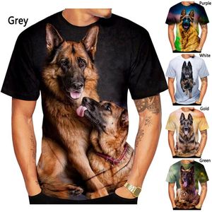 Mäns T-skjortor 2023 Herr- och kvinnors sommarmode German Shepherd 3D-tryck T-shirt Casual kortärmad hundtröja toppar