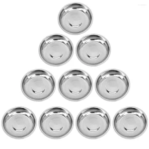 Bowls 10 Pcs Eating Utensils Sets Sauce Cups Round Serving Platter Saucers Bowl Butter Tray Seasoning Dish Sushi Stainless Steel Plate