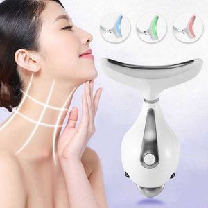 Neck Photon Therapy Heating Anti-Wrinkle Removal RF Lifting Beauty Facial Neck Massager Double Chin Remove Face Massge Skin Care 230222