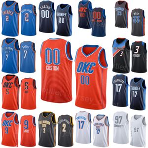 スクリーン印刷された男性女性バスケットボールAleksej Pokusevski Jerseys 17 Jalen Williams 8 Jaylin Williams 6 Isaiah Joe 11 Lindy Waters III 12 Dario Saric 9 Chet Holmgren 7