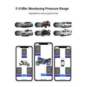 Moto TPMS Android Sensori di pressione dei pneumatici Sistema di monitoraggio della pressione dei pneumatici Sensore esterno Bluetooth Android/IOS Car TMPS