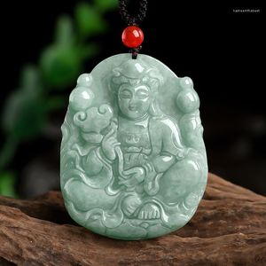 Hanger kettingen Burmese natuurlijke jade ruyi guanyin gesneden amulet kettingcertificaat
