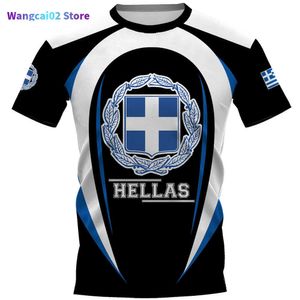 Camisetas masculinas Hellast-shirt para a linha geométrica masculina Bandeira da Grécia Nacional Impresso T-shirt masculino Camiseta masculina de rua grande 022223h