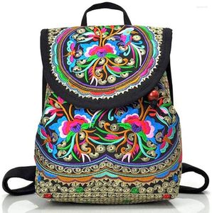 Okul çantaları Çin vintage işlemeli kadınlar sırt çantası etnik seyahat çanta omuz çantası mini sırt çantaları erkekler için geri döndü