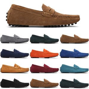 Gai sapatos casuais masculinos preto claro azul vermelho cinza laranja verde marrom deslizamento em sapato de couro de camurça preguiçoso tamanho grande 38-47 melancia