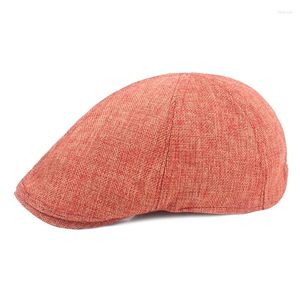 Bérets casquettes plates pour hommes coton lin bec de canard lierre casquette Boina femme béret Vintage solide Orange femmes chapeaux d'extérieur