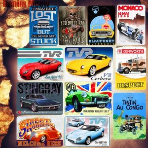 Racing Car Poster Classic Old Car Vintage Metal Tin Signs Garage Car Pub Home Decor Famous Car Wall Stickers Truck Signs 20x30cm Wo3