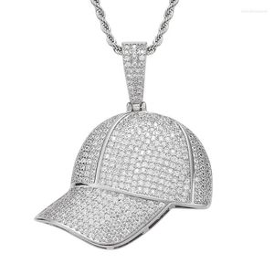 Подвесные ожерелья Hip Hop Micro Paved Cz Zircon Stone Bling Out Hiphop Cap Pendants для мужчин Рэппер Капля
