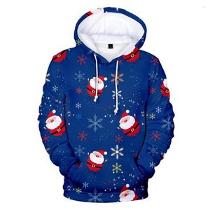 Erkek Hoodies Mavi 3d Noel Baskı Noel Baba Erkekler Günlük Sonbahar Kış Hip Hop Sweatshirts Erkekler Kız Çocuklar Merry