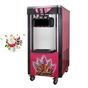 Commercial Soft Serve Ice Cream Making Machine Electric Electric LCD Panel Three Flavors Vertical Ice Cream Makers 2100W