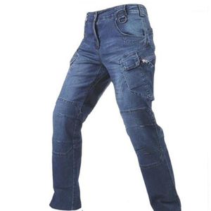 Męskie dżinsy mężczyźni Taktyczne spodnie dżinsowe Spodnie Wygodne rozciąganie wielu kieszeni