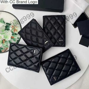 Carteiras CC 14x10CM Carteira de Couro Caviar Preto Ferragens Ouro e Prata Mini Bolsas Clássicas Bolsas Clutch Designer Bolsa Luxo Porta Cartão Feminino Mult