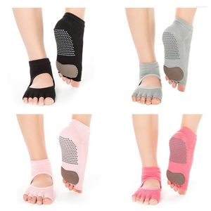 Calzini sportivi Yoga Toe Antiscivolo Cotone pettinato Fitness Balletto Accessori per allenamento Articoli sportivi per interni