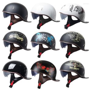 Motorcykelhjälmar Retro Scooter Baseball Hjälm Anti-UV Fashion Vintage Half Face Classic Motorbike Crash Hat For Men Kid Drop