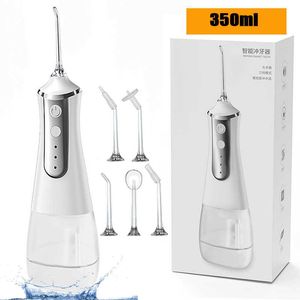 Oral Irrigator USB Şarj Edilebilir Su Flosser Taşınabilir Dental Su Jeti 350ml Su Deposu Su Geçirmez Dişler Temizleyici 230202