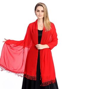 Scarves Elegant Women Chiffon Wedding Shawls And Wraps Sheer Solid Silky Evening Dress Shawl Ladies White Red Party Capes Shrugs