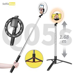 YouTube Tiktok Canlı Akış Makyajı için LED Ring Light Foldable Tripod ve Deklanşör Uzaktan Kumanda Kablosuz Bluetooth Selfie Stick