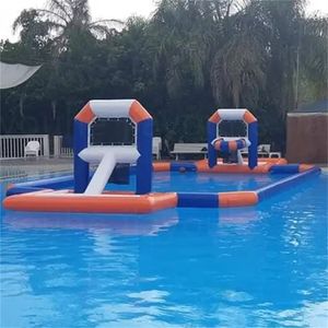 Equipamento de treinamento Parque aquático inflável flutuante cesta de basquete quadra de basquete jogos esportivos de campo aquático jogar no Sea Beach Park enviar de navio para porta