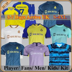 22 23 Camisas de futebol do Al Nassr FC Ronaldo Feminino Masculino Kit uniforme Home amarelo CR7 meninos Camisa de futebol T Al-Nassr terceiro quarto MARTINEZ GHAREEB Arábia Saudita