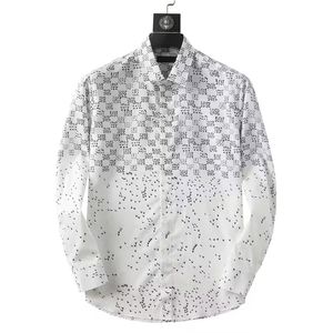 Designer Mens Dress Shirt Casual Slim Silk T-shirt Långärmad avslappnad affärskläder Plaid Män asiatisk mönstrad skjorta Asiatisk storlek M-3XL #88888888
