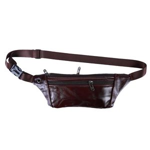 Waist Bags Fanny Pack For Women Men Bag Casual Chain Lychee Leather Antitheft Walking Shopping Band Belt Multi-function