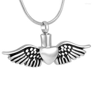 Anhänger Halsketten Feuerbestattung Schmuck Herz Engel Flügel Urne Asche Andenken Edelstahl Memorial Halskette