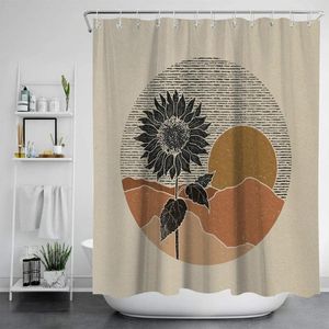 Duschvorhänge 2023 Cilected Sun Plant Printing Wasserdichter Schimmelvorhang Badezimmer Polyester Trennwand Home Decor Fenster