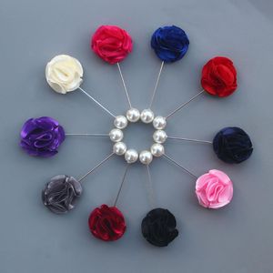 Decorative Flowers & Wreaths 5Pieces/Lot European Wedding Groom Boutonniere Party Prom Man Corsage Handmade Satin Rose Flower Men Suit Pin B