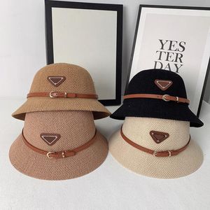 Designer women's luxury fisherman bucket hat 4 color flat top straw hat women big brim sun hats spring autumn travel fluffy cap