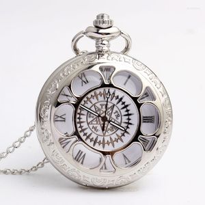 Zegarki kieszonkowe gładkie puste puste srebrne srebrne metalowe alchemist zegarek naszyjnik łańcuch kwarcowy kwarcowy damski prezenty Orologio Taschino