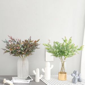 Decorative Flowers & Wreaths Eucalyptus Tree Branch Round Leaves Artificial Money Leaf Retro Plant Decoration Fake Flower Faux Supplies